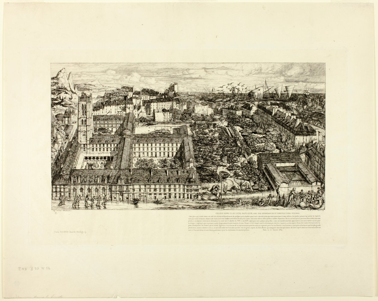 Collège Henry IV (o Lycée Napoléon), Parigi da Charles Meryon