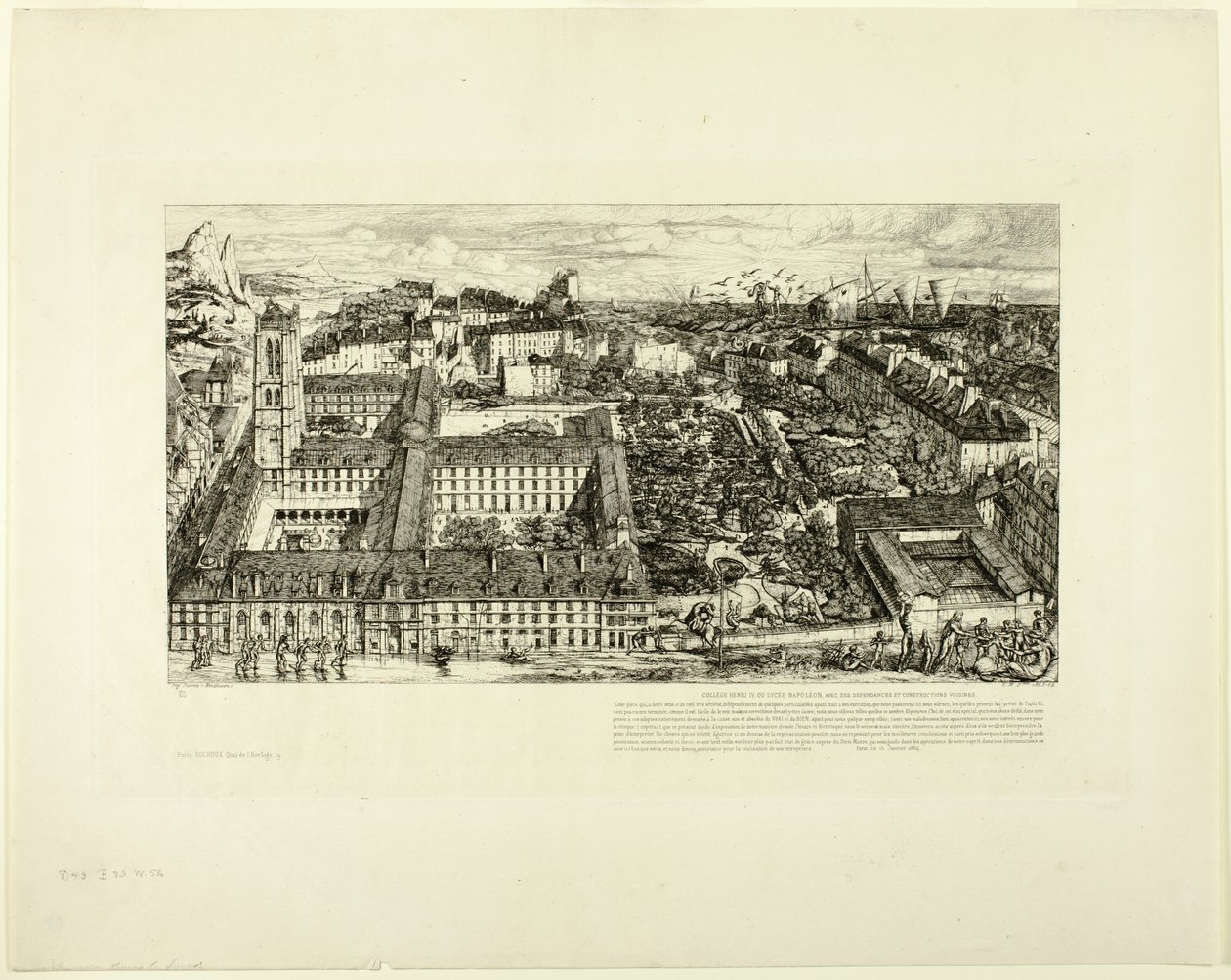 Collège Henry IV (o Lycée Napoléon), Parigi da Charles Meryon