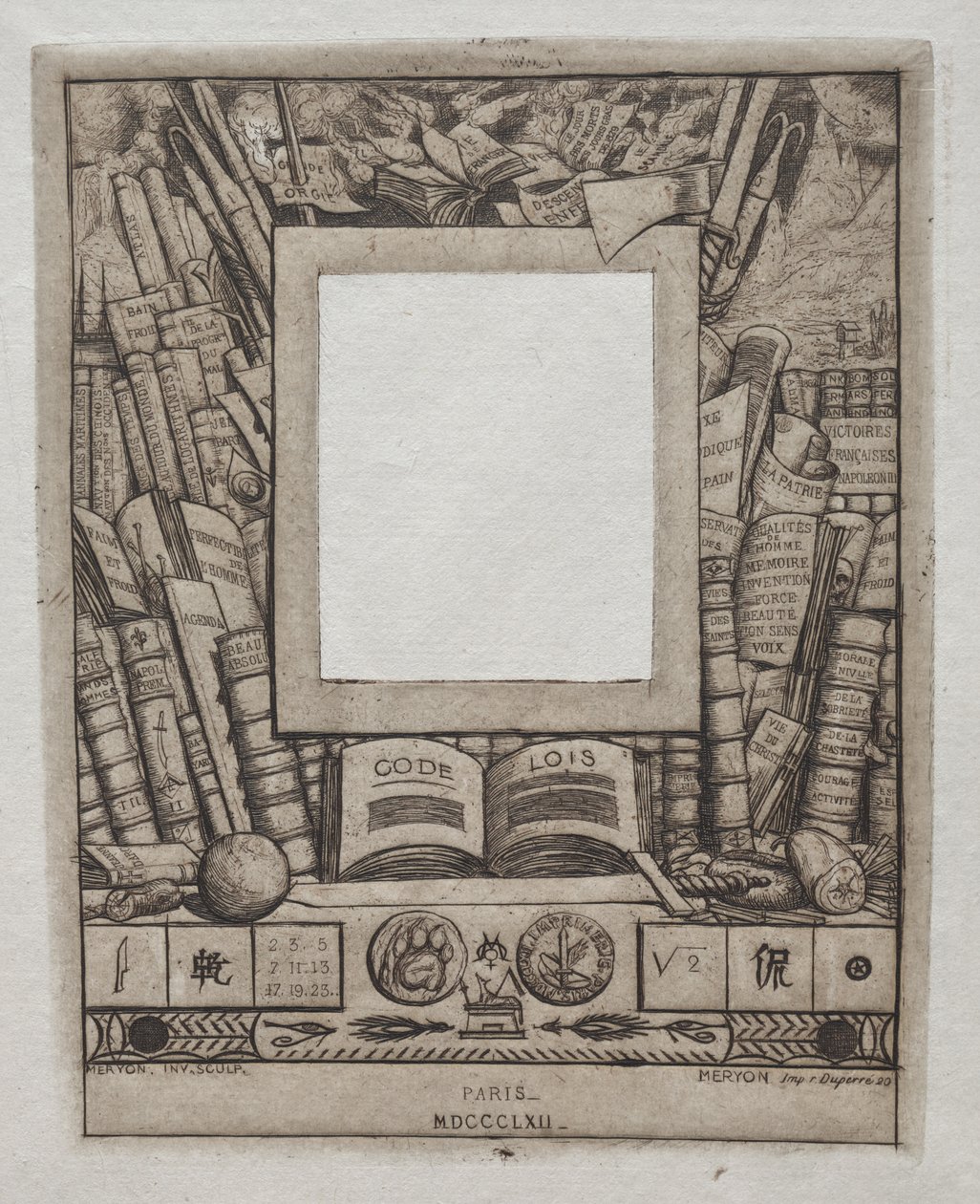 Progetto per una cornice per il ritratto di Armand Guéraud, 1862 da Charles Meryon