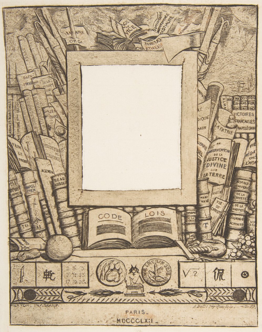 Progetto per una cornice per il ritratto di Armand Guéraud, 1862 da Charles Meryon