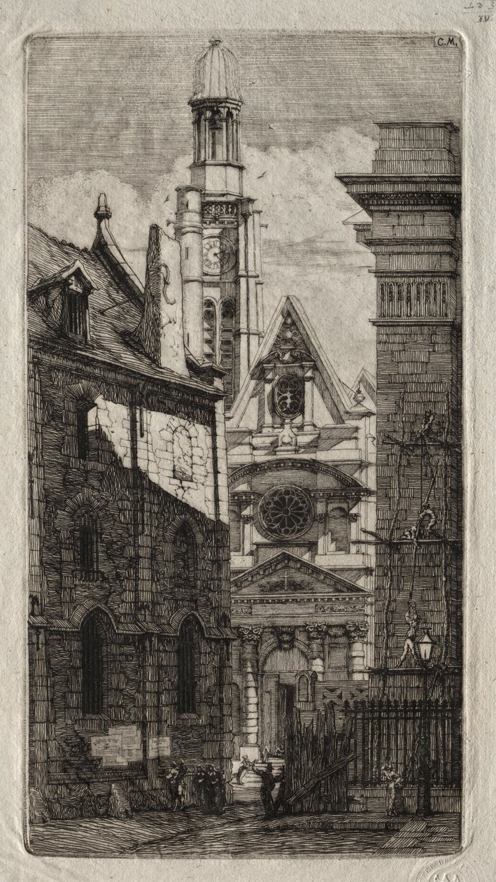 Incisioni di Parigi: Chiesa di Santo Stefano del Monte da Charles Meryon