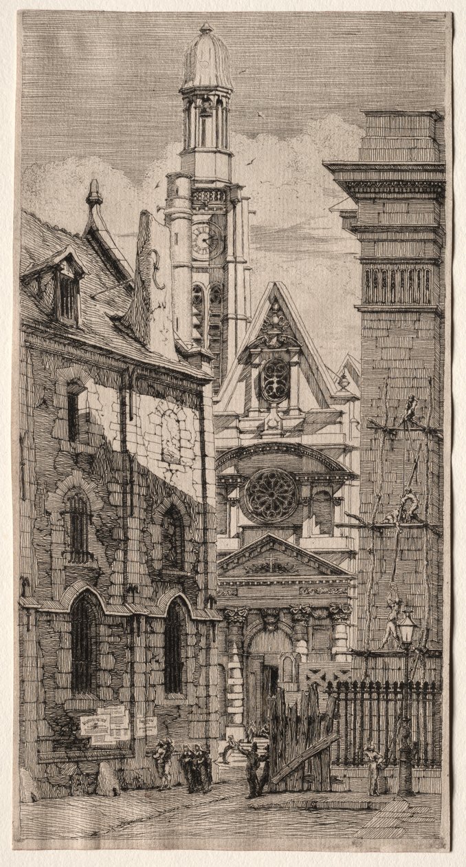 Incisioni di Parigi: Chiesa di Santo Stefano del Monte da Charles Meryon