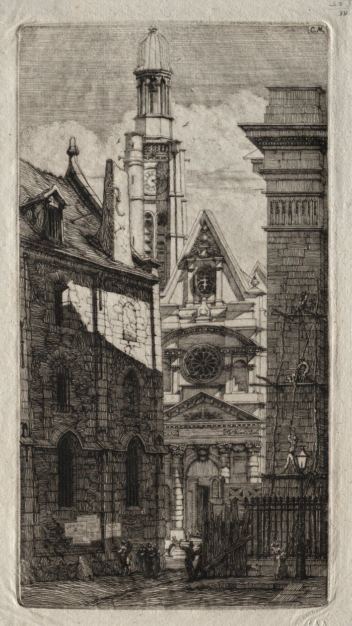 Incisioni di Parigi: Chiesa di Santo Stefano del Monte, 1852 da Charles Meryon