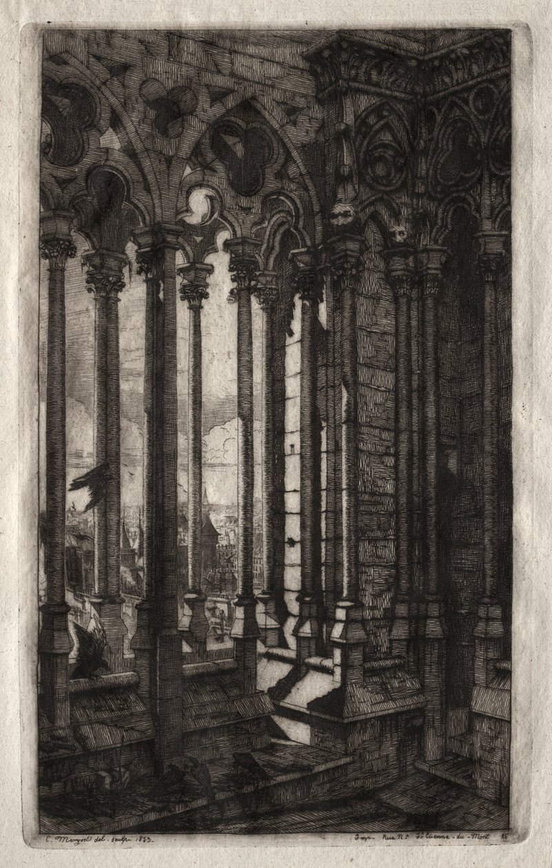Incisioni di Parigi: La Galleria di Notre Dame, 1853 da Charles Meryon