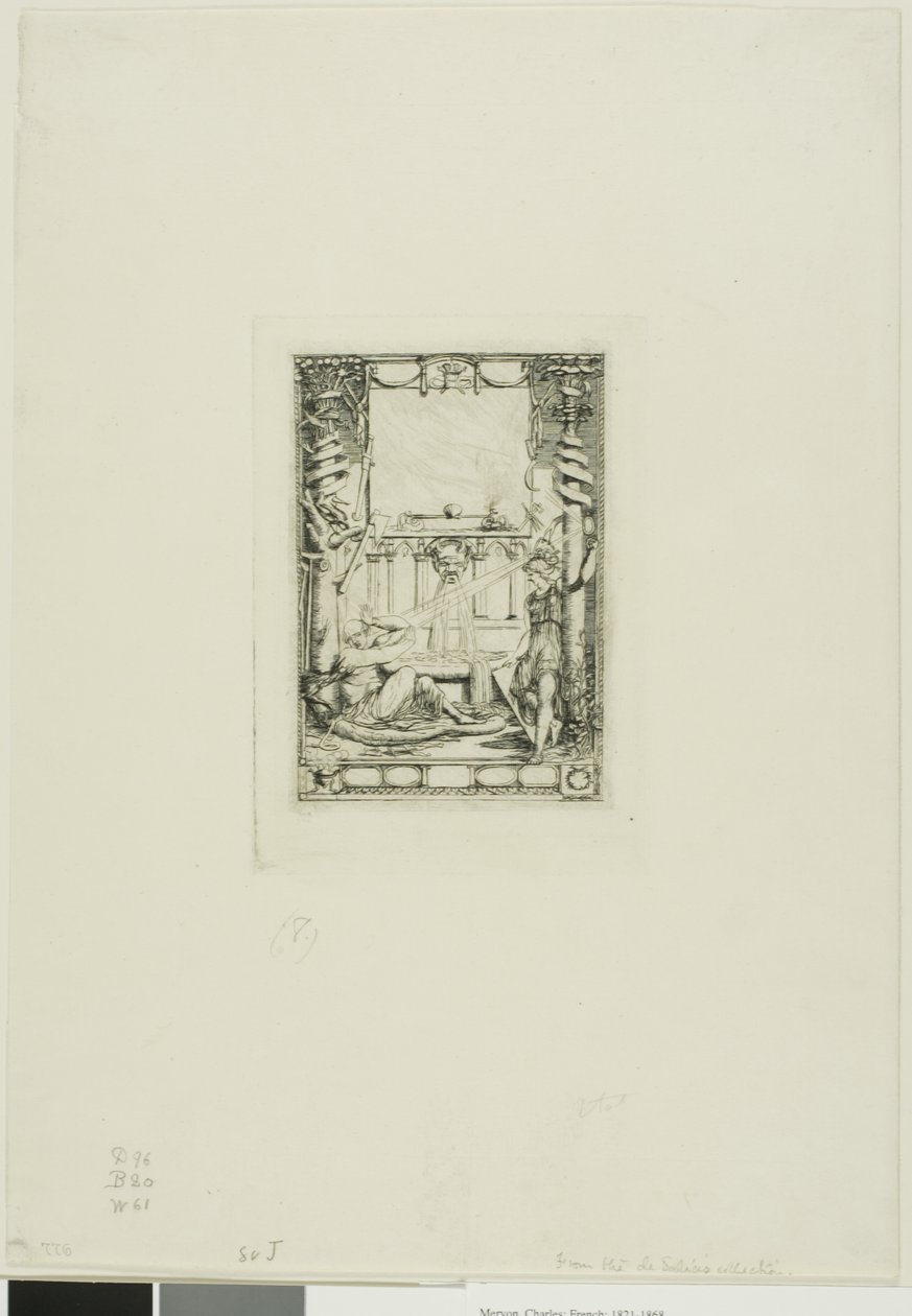 Frontespizio per il catalogo delle incisioni di Thomas De Leu da Charles Meryon