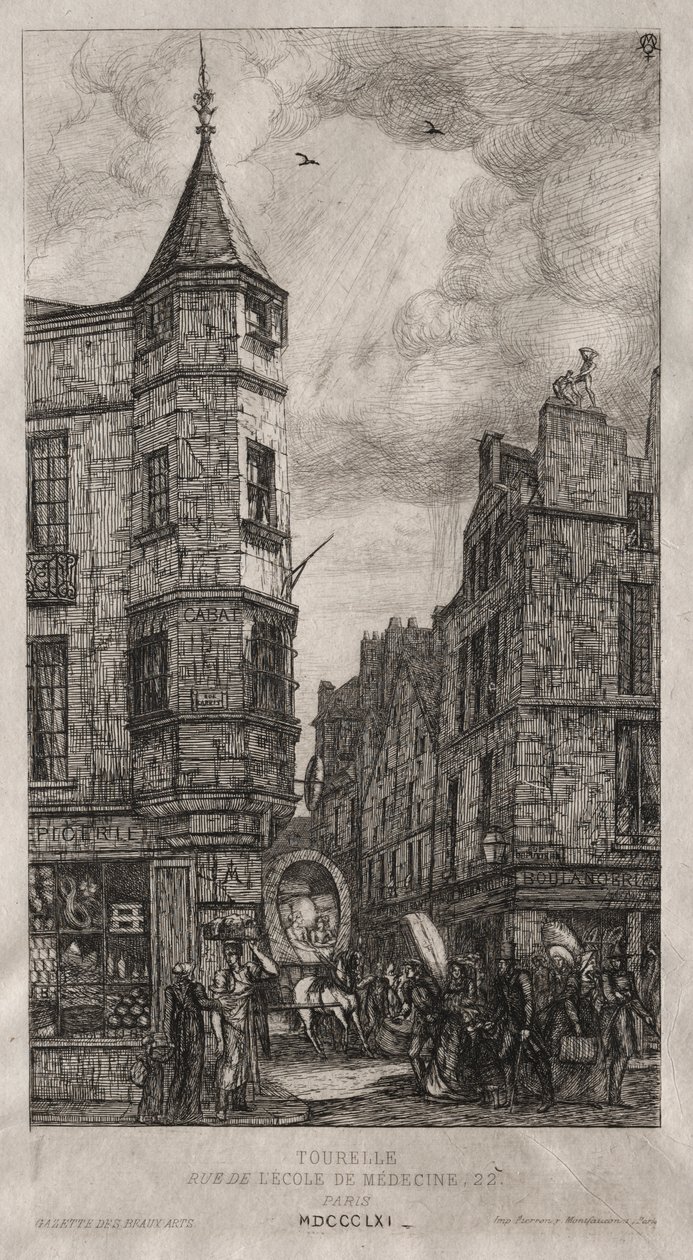 Casa con una Torretta, N. 22 Via della Scuola di Medicina da Charles Meryon