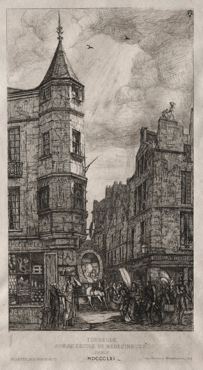 Casa con torretta, Via della Scuola di Medicina n. 22, 1861 da Charles Meryon