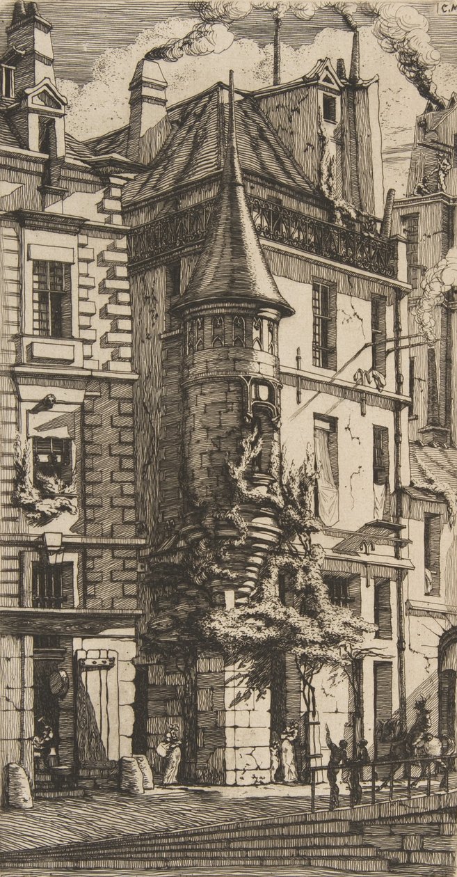 Casa con torretta, rue de la Tixeranderie, Parigi, 1852 da Charles Meryon