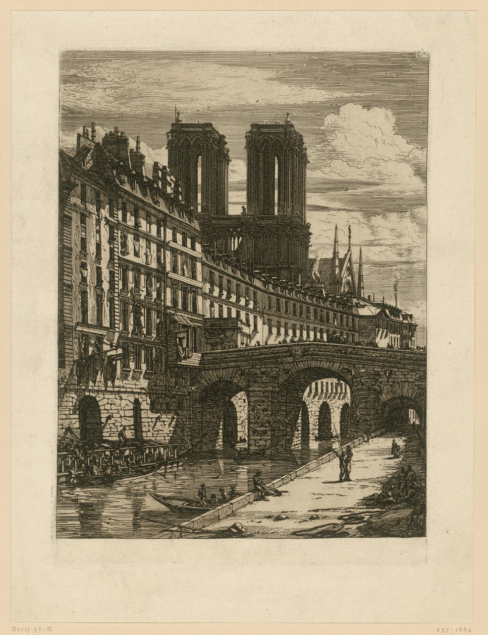 Stampa Rue Neuve a Saint-Étienne-du-Mont da Charles Meryon
