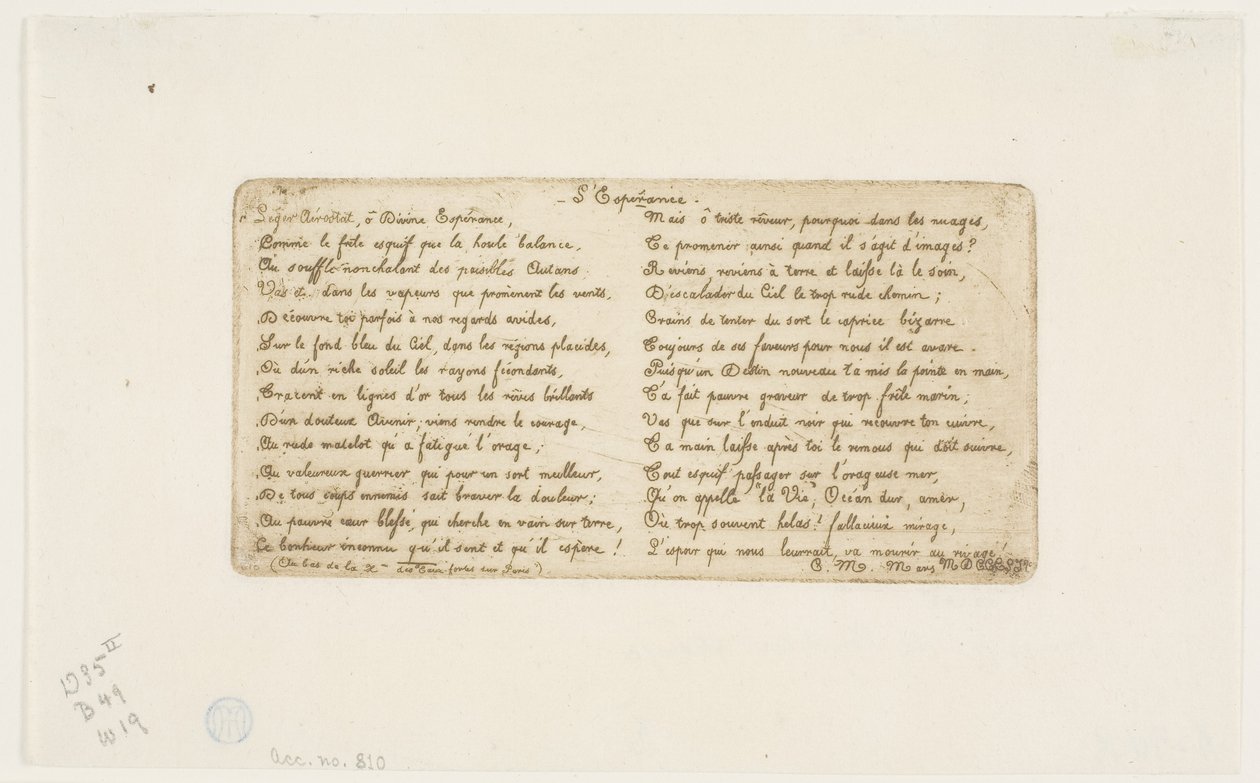 La speranza (verso che accompagna Pont-au-Change) da Charles Meryon