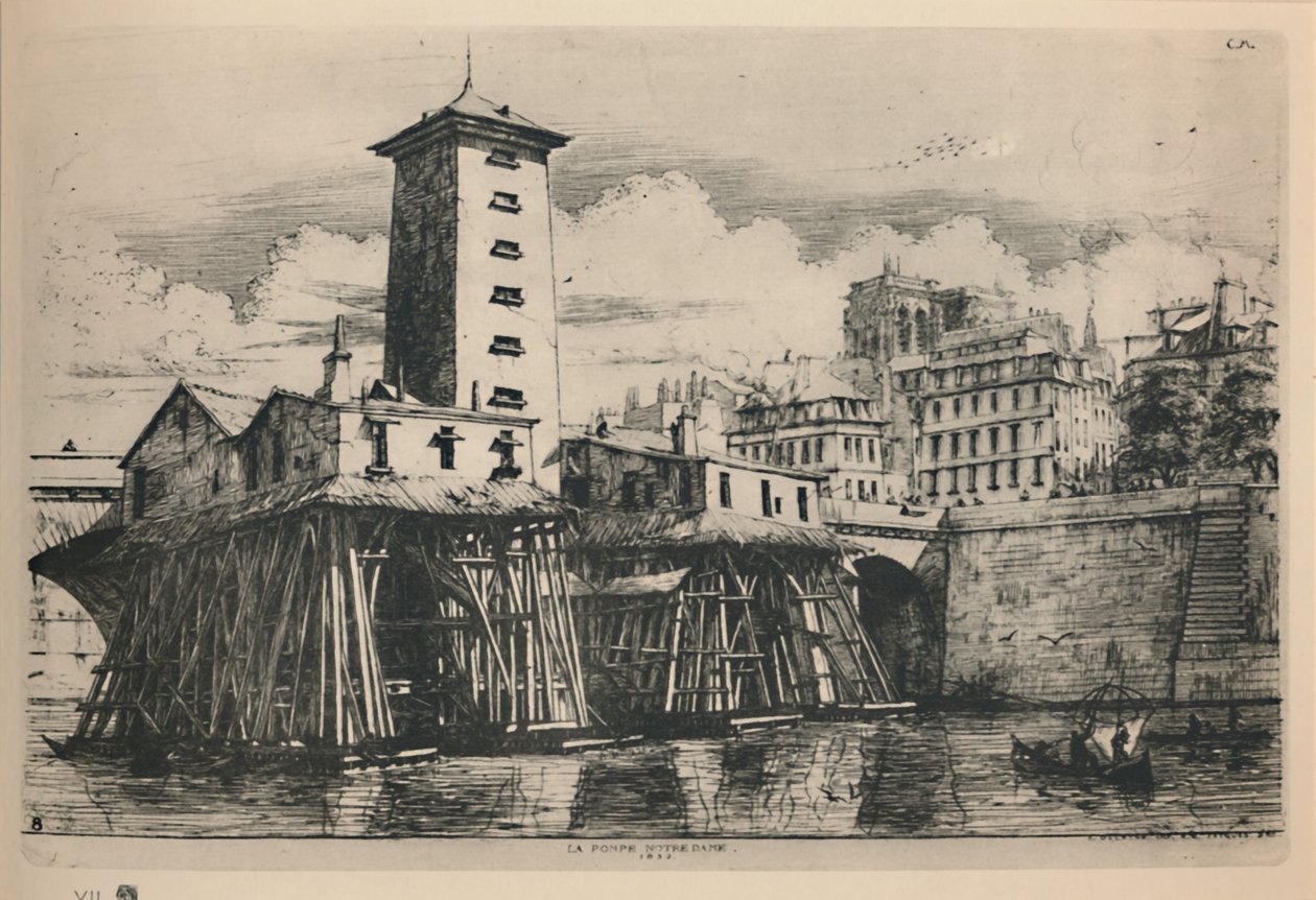 La Pompe Notre-Dame 9th State, 6 34 x 9 78 Inches, 1852, 1927 da Charles Meryon