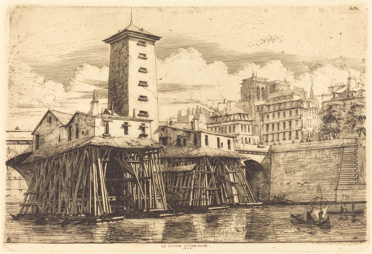 La Pompa di Notre-Dame, Parigi da Charles Meryon