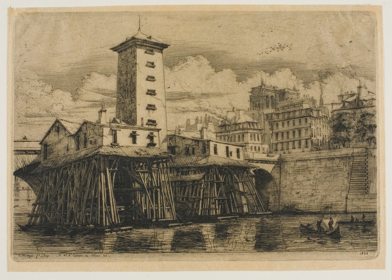 La Pompe Notre-Dame, Parigi da Charles Meryon