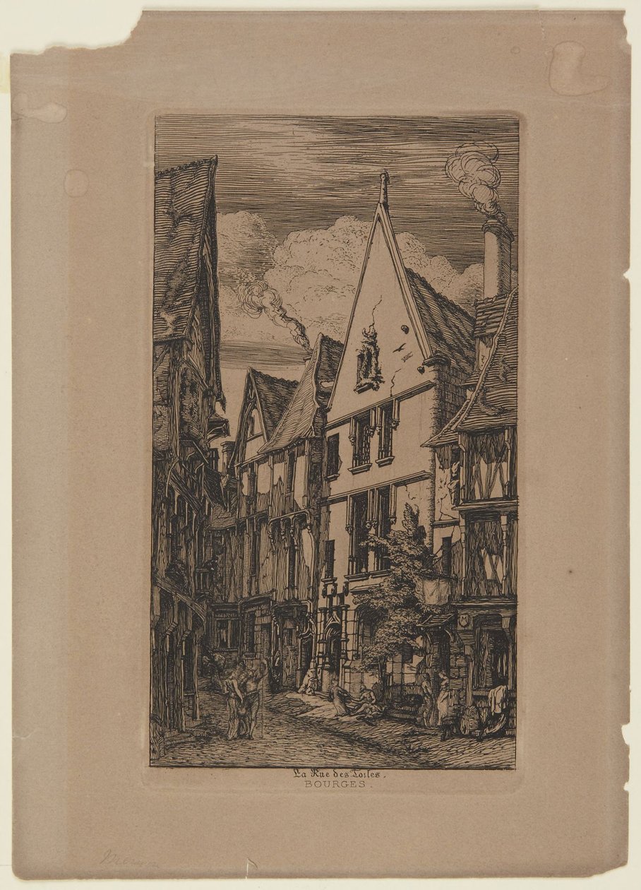 La Rue des Toiles, Bourges - 1853 da Charles Meryon