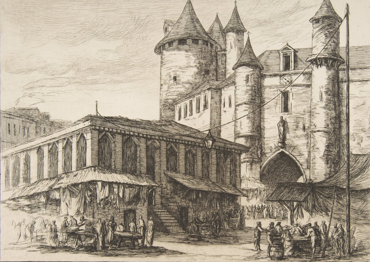 Le Grand Châtelet, Parigi da Charles Meryon