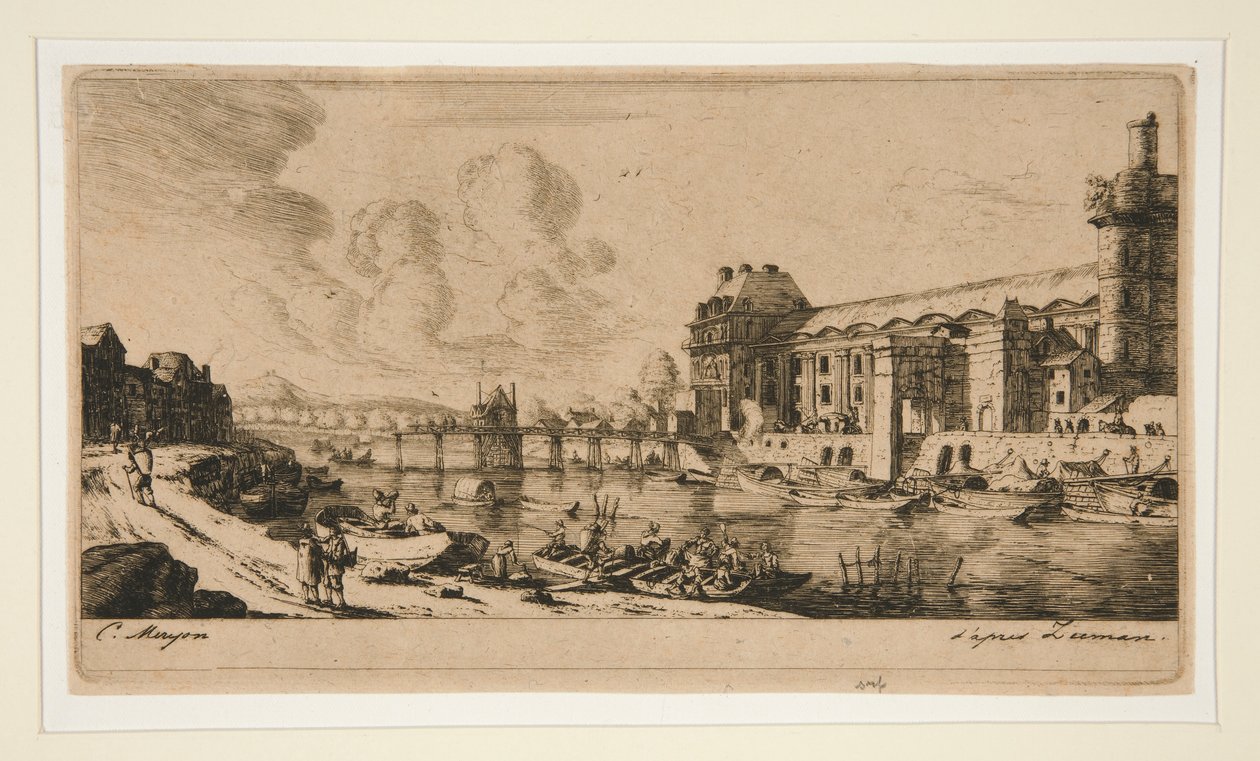 Il padiglione di Mademoiselle e una parte del Louvre da Charles Meryon