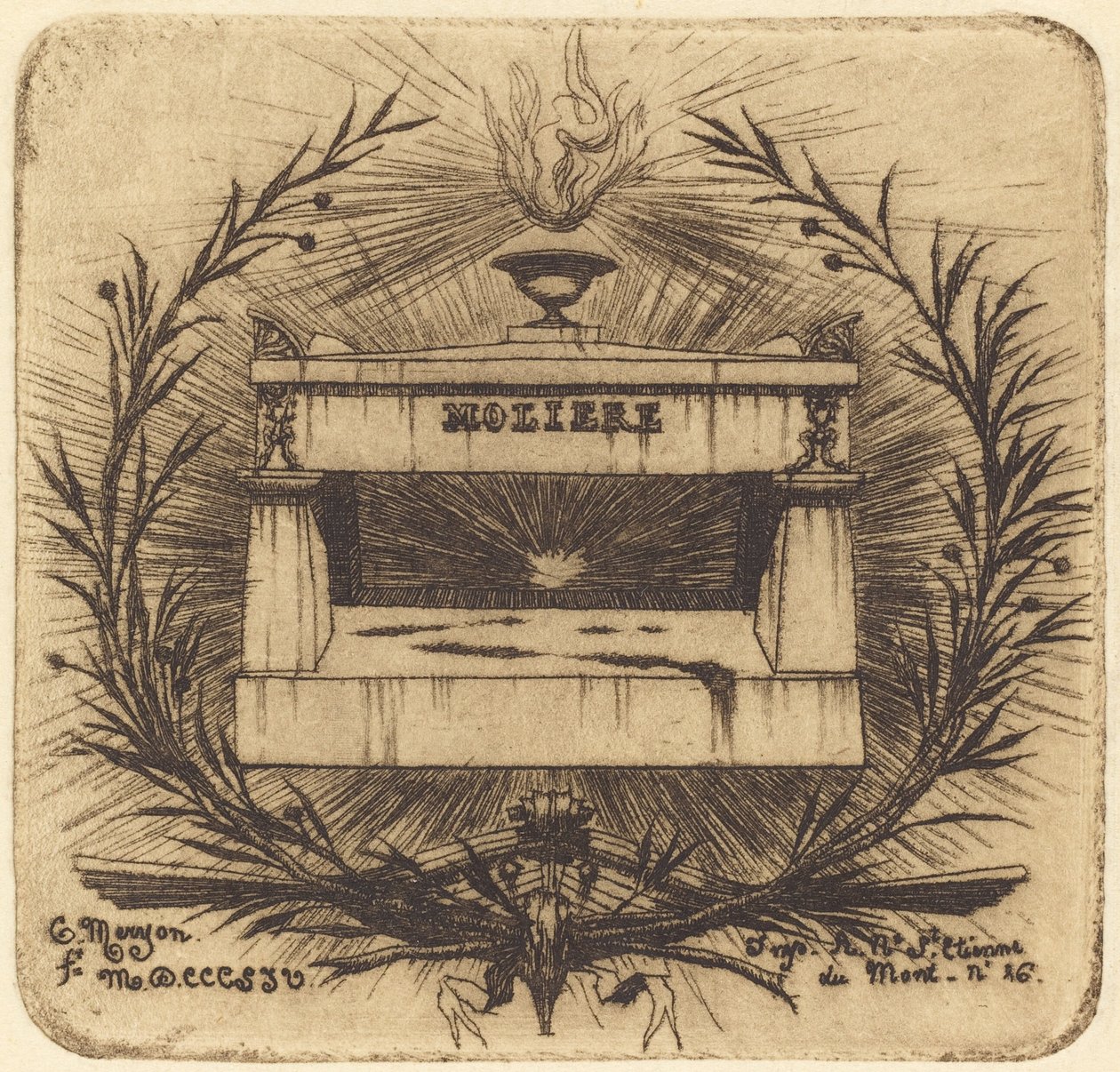 La tomba di Molière, al Père-Lachaise, Parigi da Charles Meryon