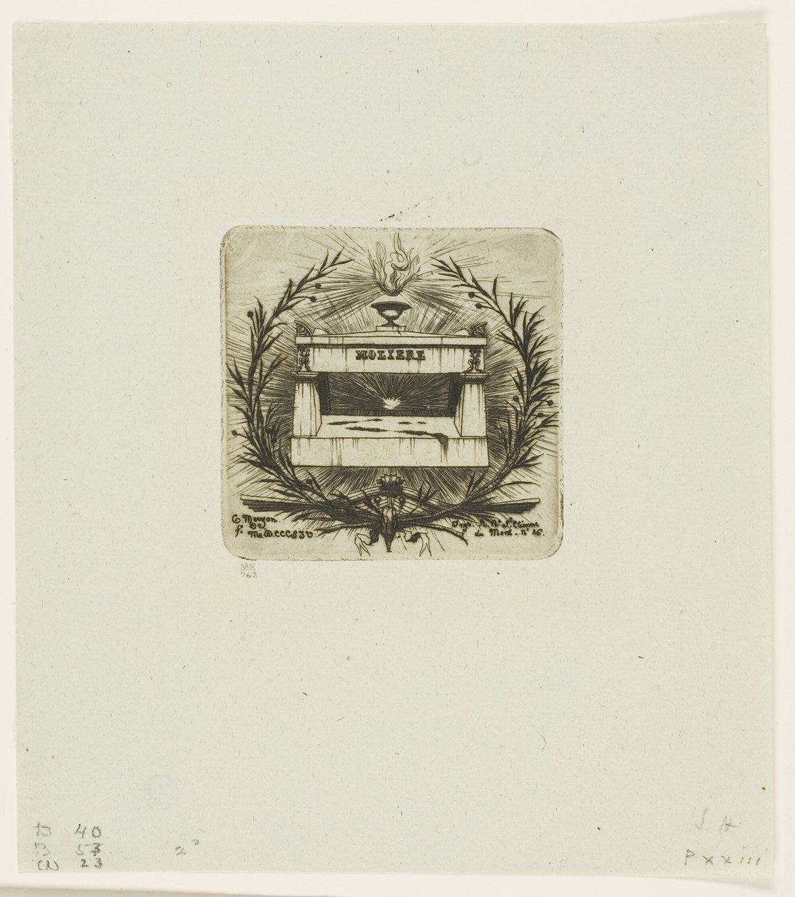 Tomba di Molière, cimitero di Père-Lachaise, Parigi da Charles Meryon