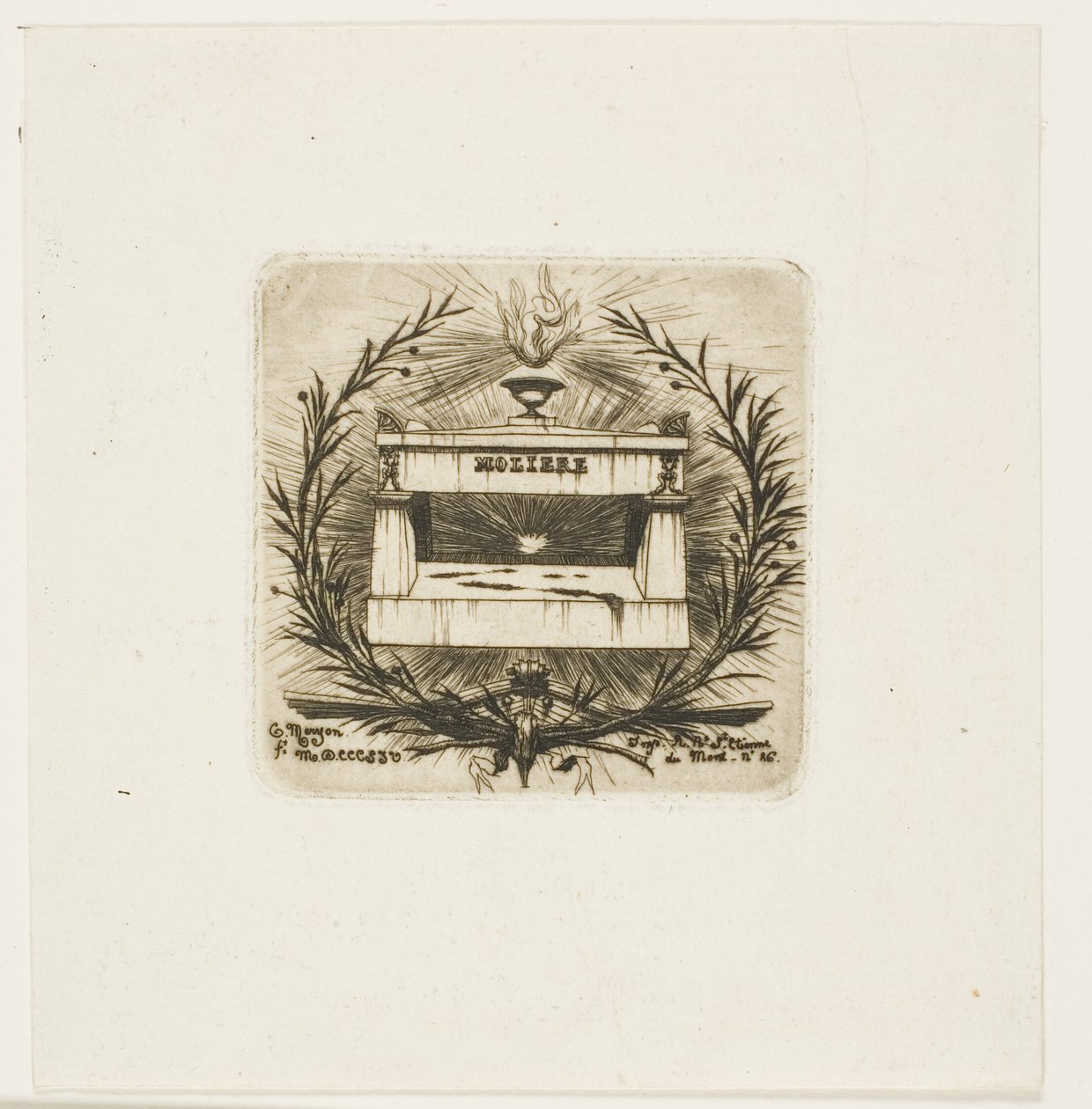 Tomba di Molière, cimitero di Père-Lachaise, Parigi da Charles Meryon