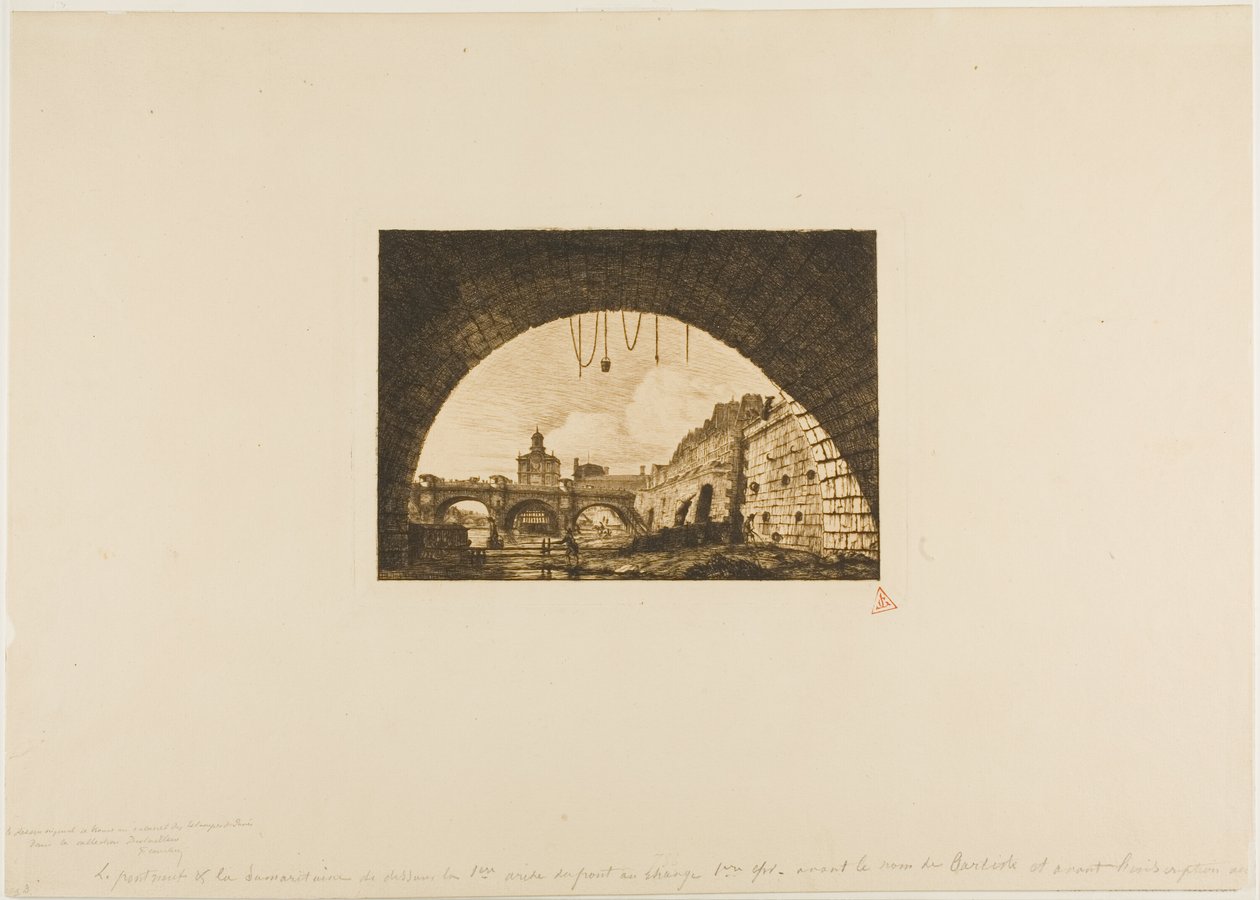 Pont-Neuf e la Samaritaine Visti da Sotto il Primo Arco del Pont-au-Change, Parigi da Charles Meryon