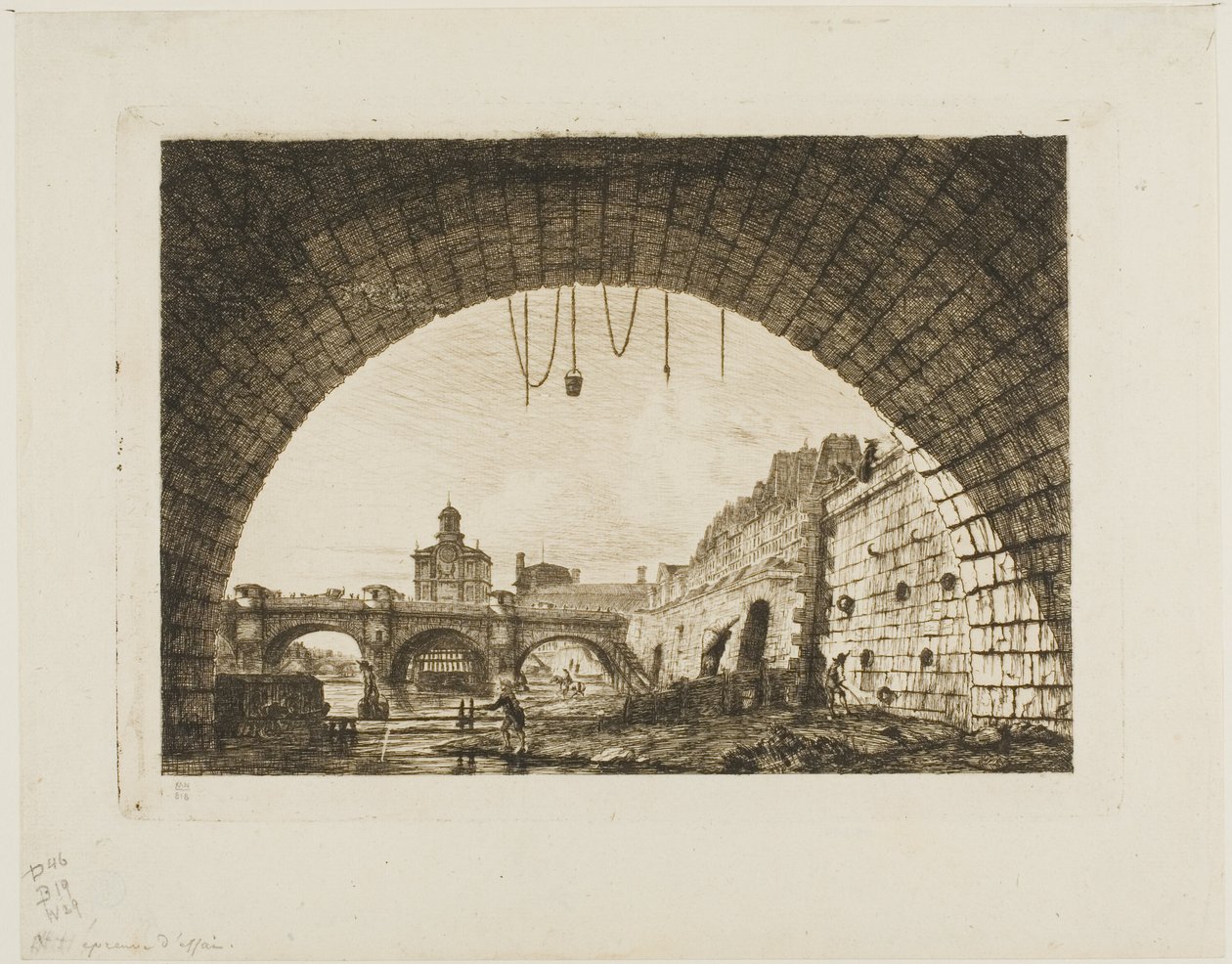 Pont-Neuf e la Samaritaine Visti da Sotto il Primo Arco del Pont-au-Change, Parigi da Charles Meryon