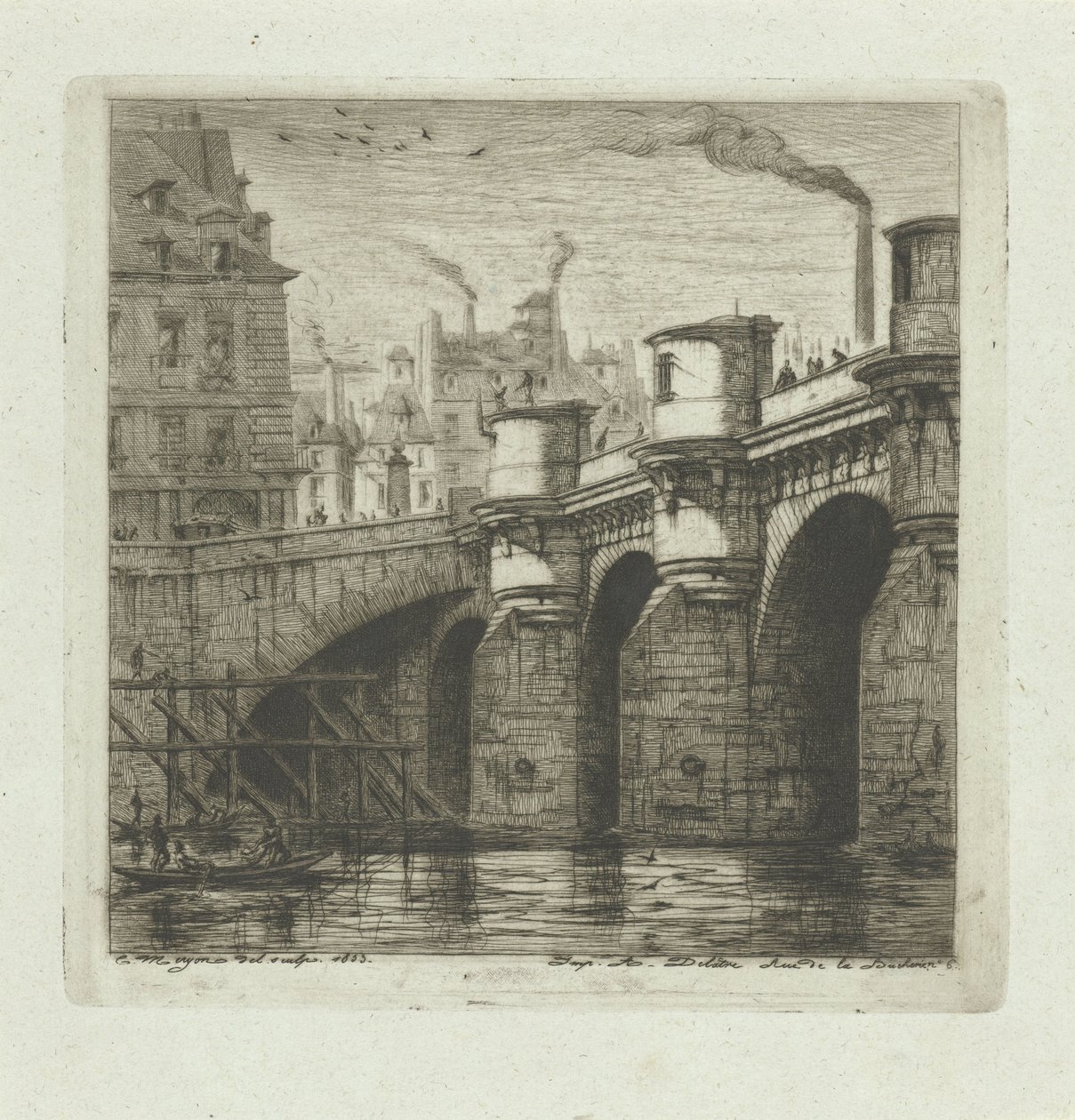 Pont-Neuf sulla Senna a Parigi (Eaux-Fortes sur Paris) da Charles Meryon