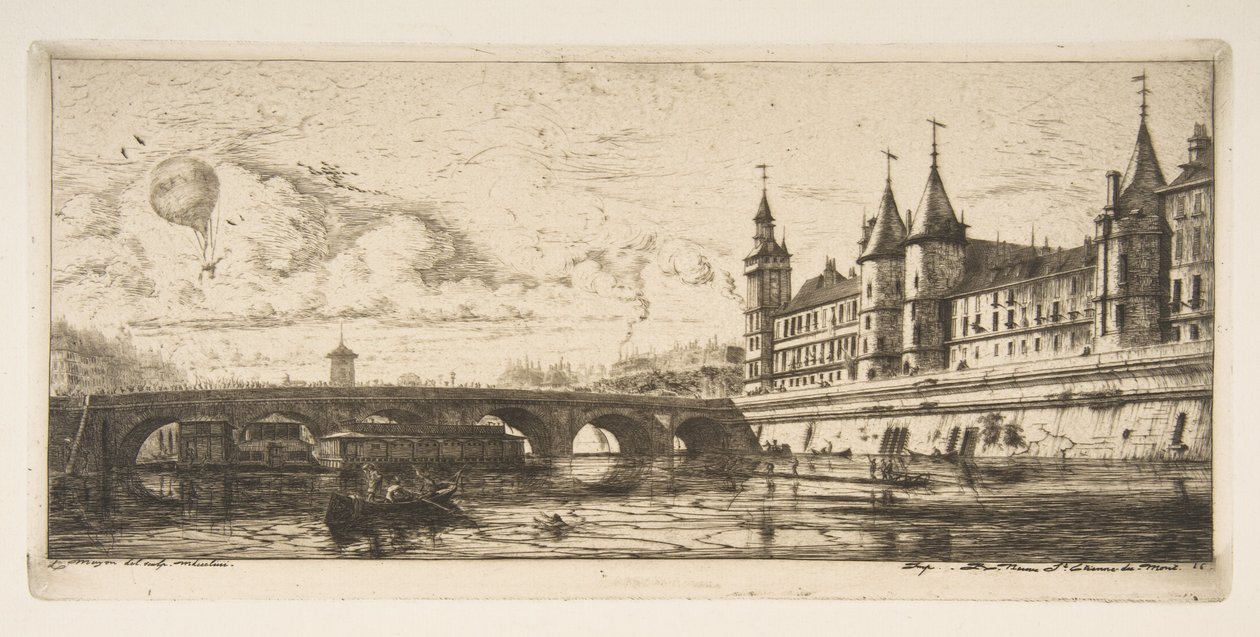 Pont-au-Change, Parigi, da "Acqueforti di Parigi" da Charles Meryon