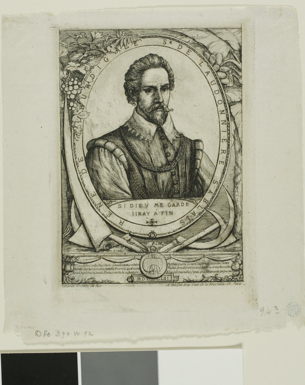 Ritratto di René de Laudonnière Sablais (de Burdigale) da Charles Meryon