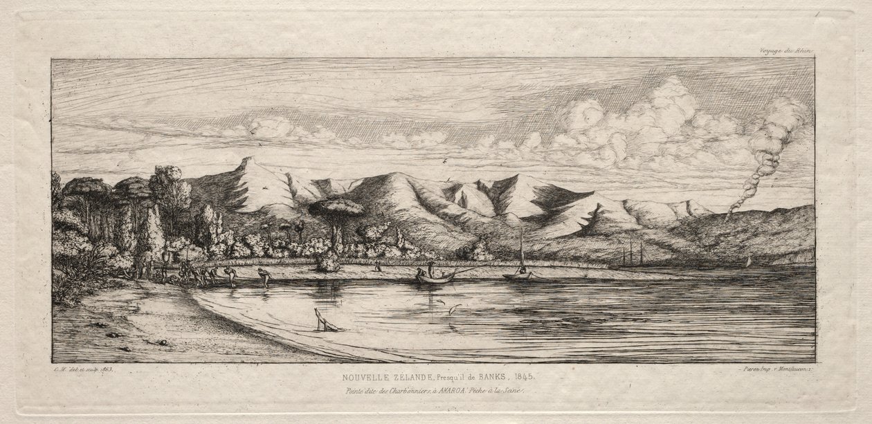 Pesca alla senna al punto dei carbonai, Akaroa, Penisola di Banks, 1845 da Charles Meryon