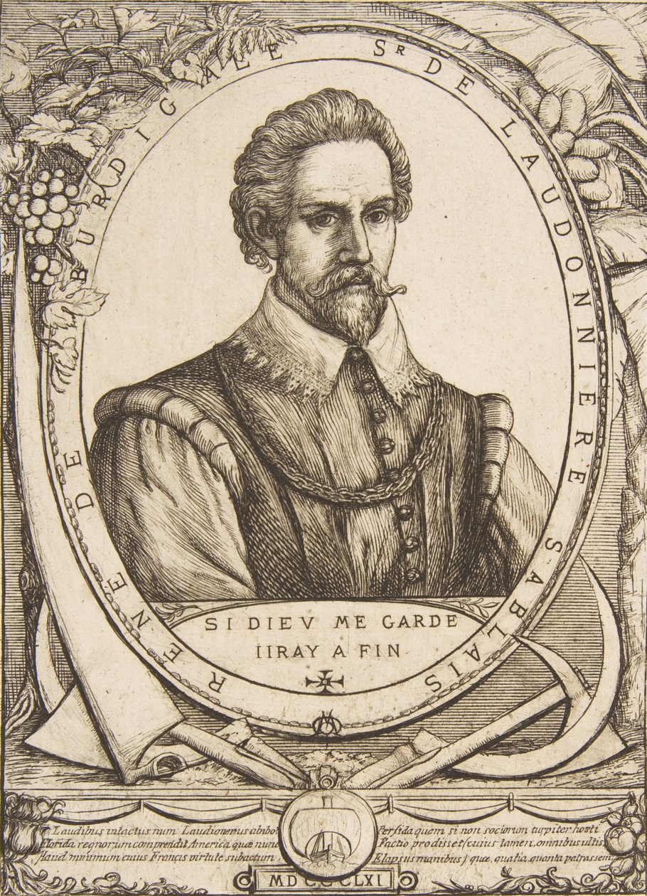 Il colono René de Laudonnière Sablais, dopo van de Passe da Charles Meryon