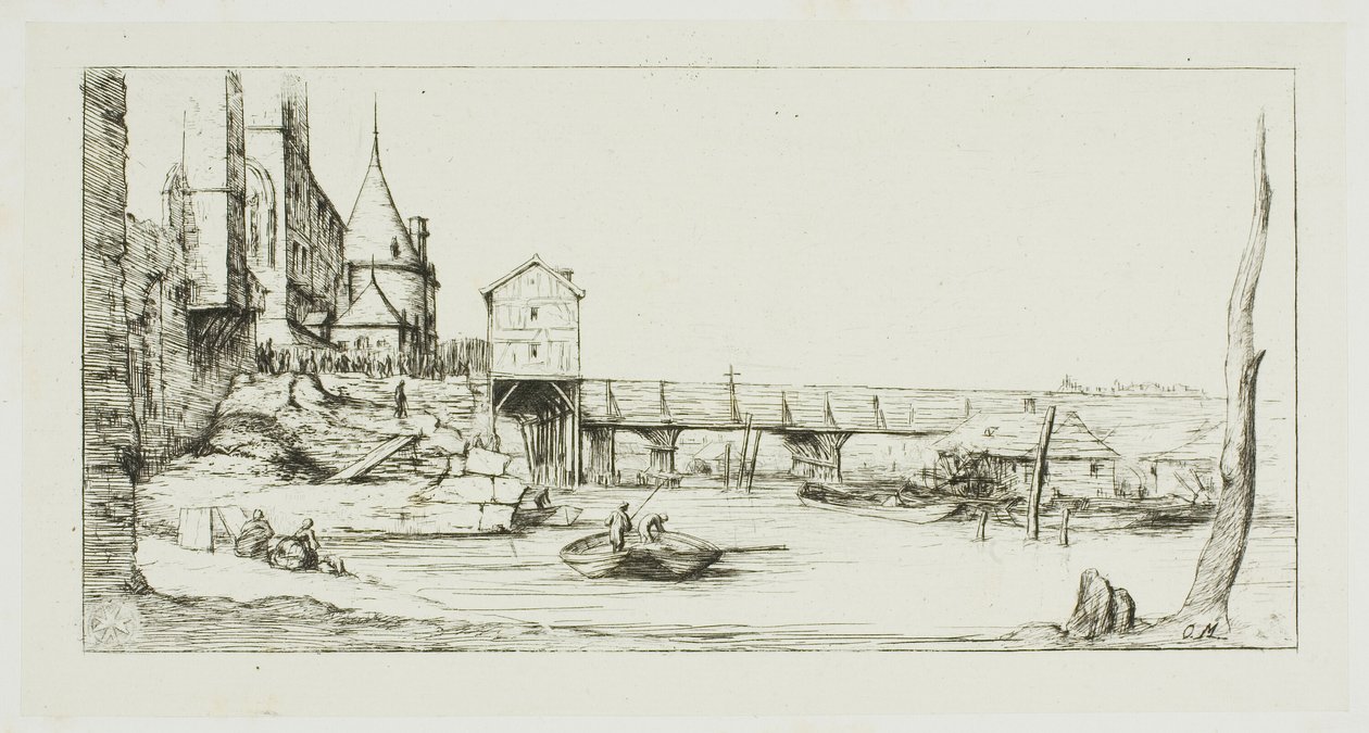 Il ponte temporaneo che sostituisce il Pont-au-Change, Parigi, dopo l