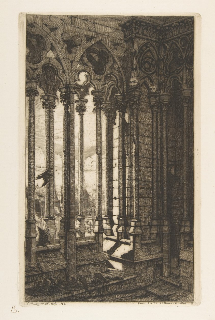 La Galleria, Cattedrale di Notre-Dame, Parigi, tratta da “Incisioni di Parigi” da Charles Meryon