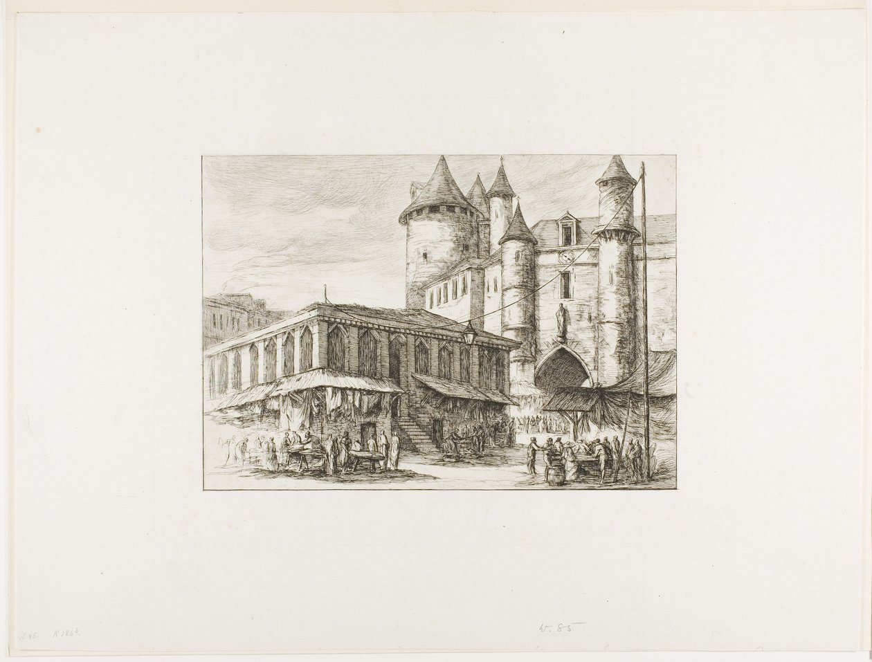 Il Grand Châtelet, Parigi, c. 1780, dopo un disegno precedente da Charles Meryon