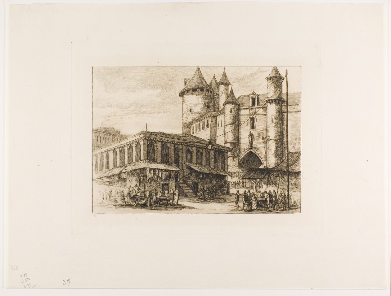 Il Grand Châtelet, Parigi, c. 1780, dopo un disegno precedente da Charles Meryon