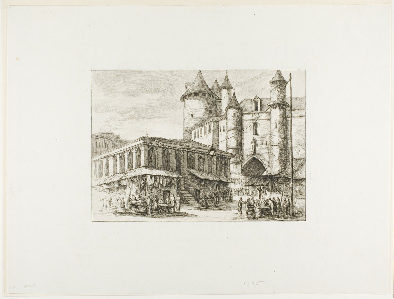 Il Grand Châtelet, Parigi, c. 1780, dopo un disegno precedente da Charles Meryon