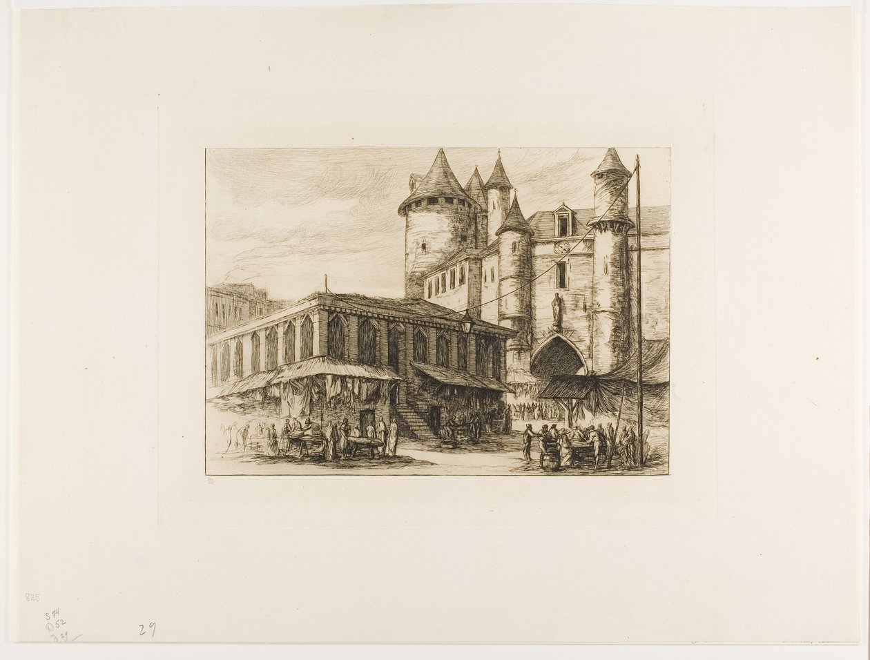 Il Grand Châtelet, Parigi, c. 1780, dopo un disegno precedente da Charles Meryon
