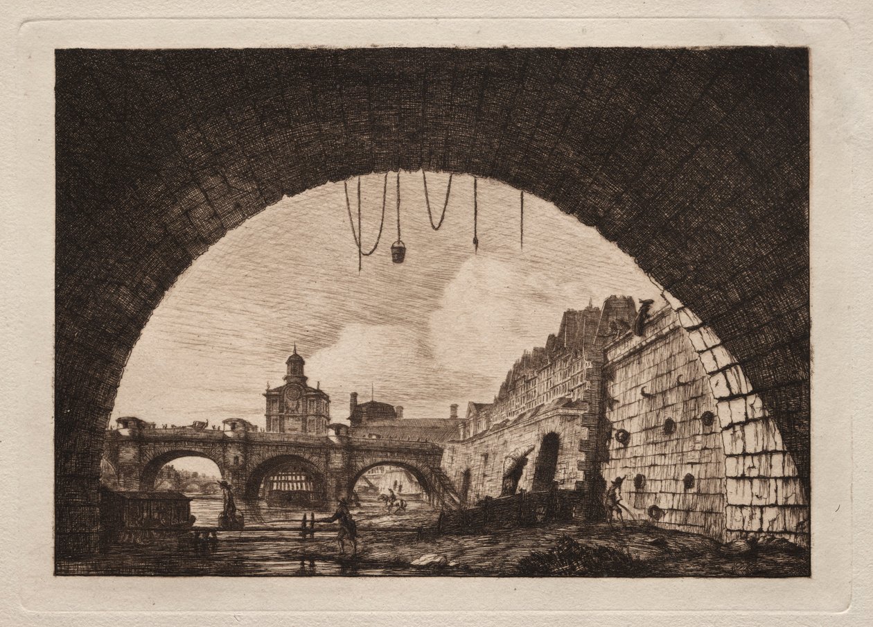 Il nuovo ponte e la Samaritaine visti sotto il primo arco..., 1855 da Charles Meryon