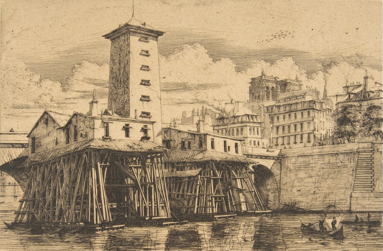 La Pompa di Nôtre-Dame, Parigi, 1852 da Charles Meryon
