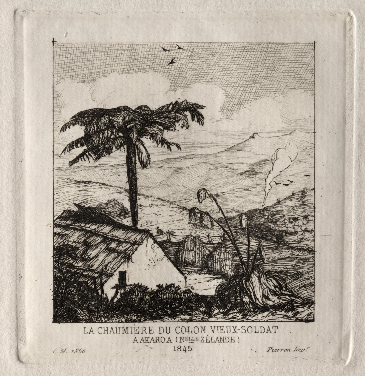 La Capanna del Vecchio Soldato Colono ad Akaroa, 1845 da Charles Meryon