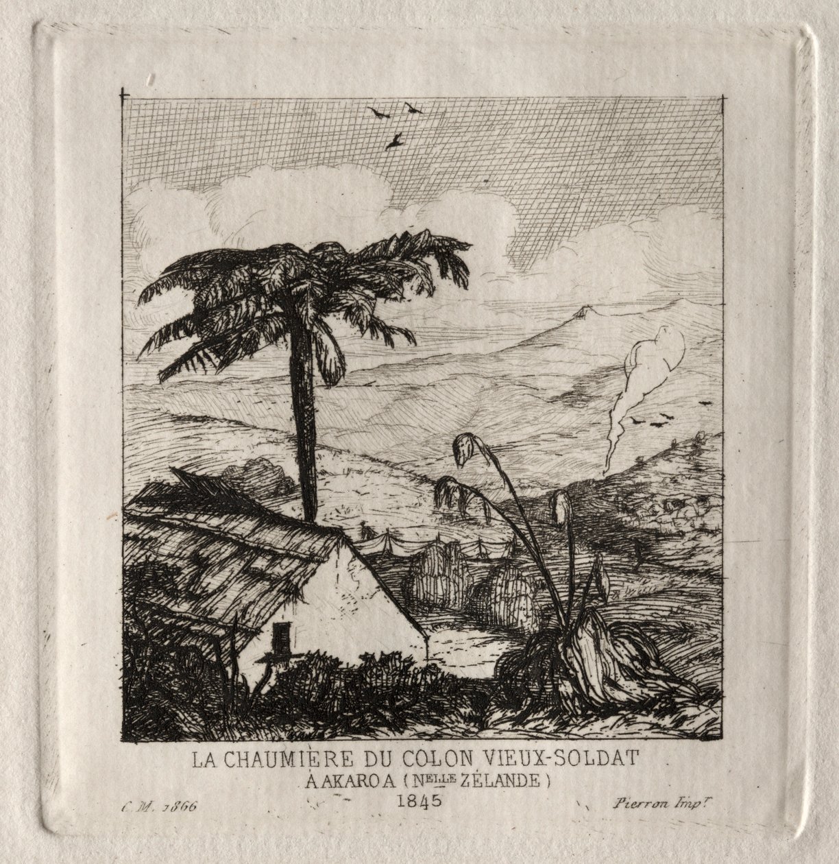 Capanna del vecchio soldato colono ad Akaroa, 1845, 1866 da Charles Meryon