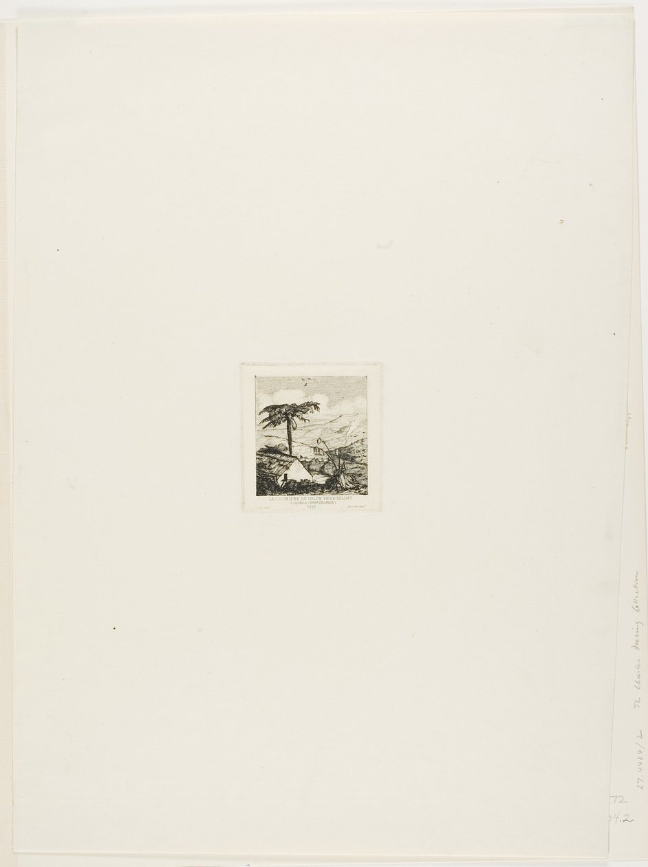 Il cottage di paglia del vecchio soldato, Akaroa, 1845 da Charles Meryon