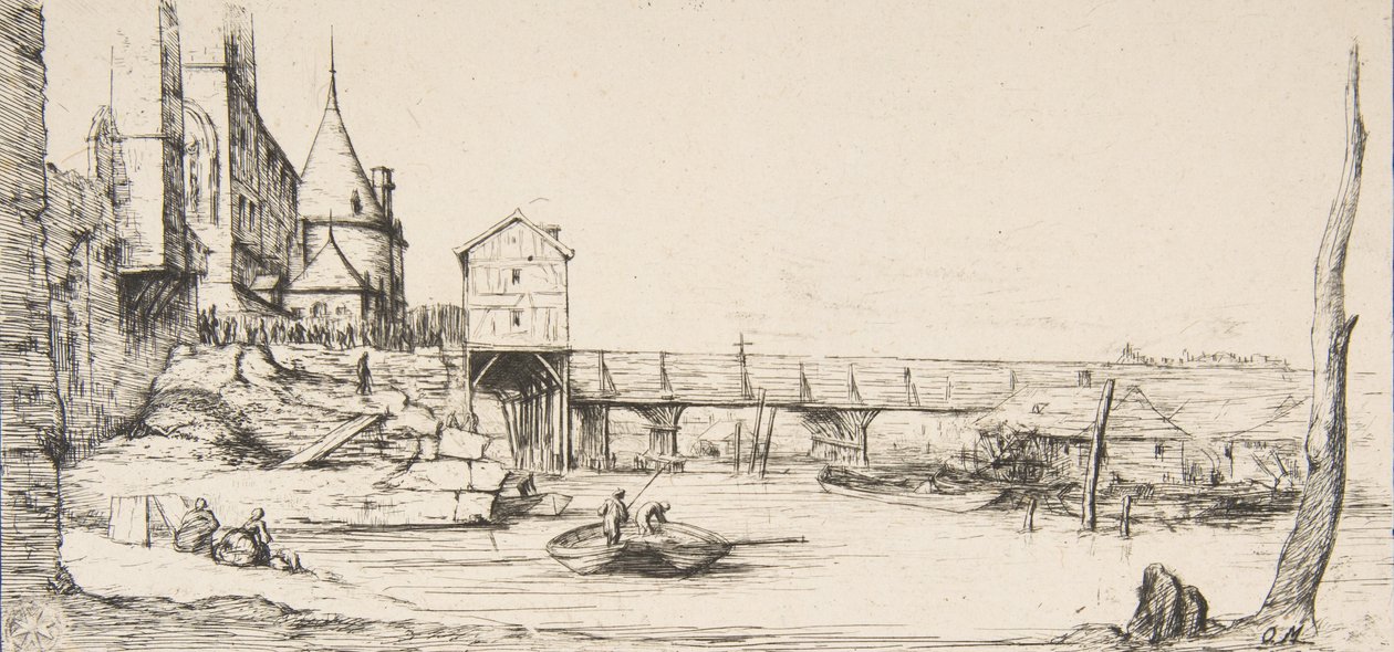 Il ponte temporaneo che sostituisce il Pont-au-Change, Parigi, dopo l