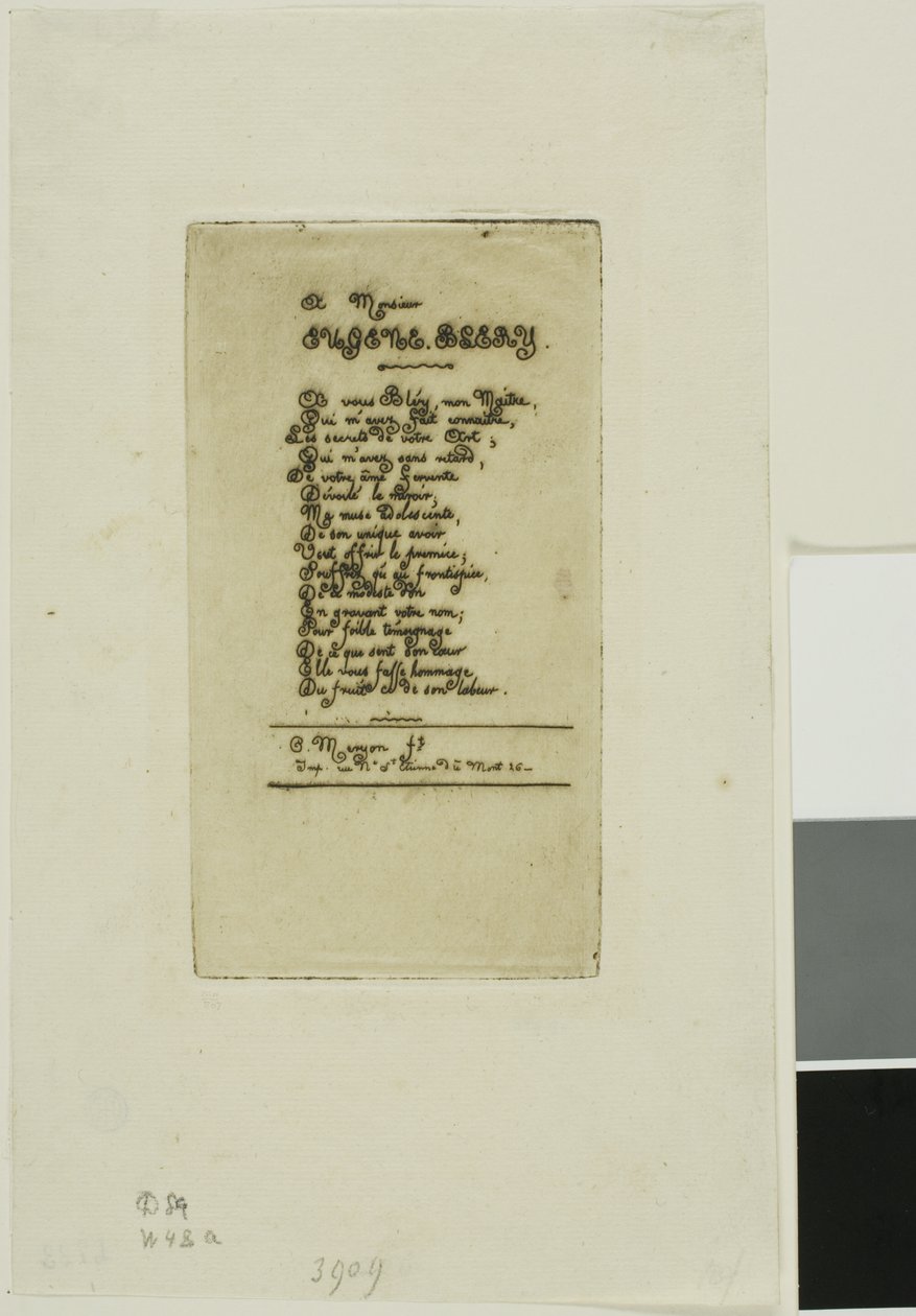 Versi dedicati a Eugène Bléry, n. 2 da Charles Meryon