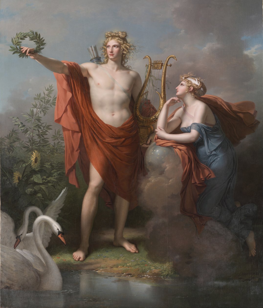 Apollo, Dio della Luce, Eloquenza, Poesia e Belle Arti con Urania, Musa dell