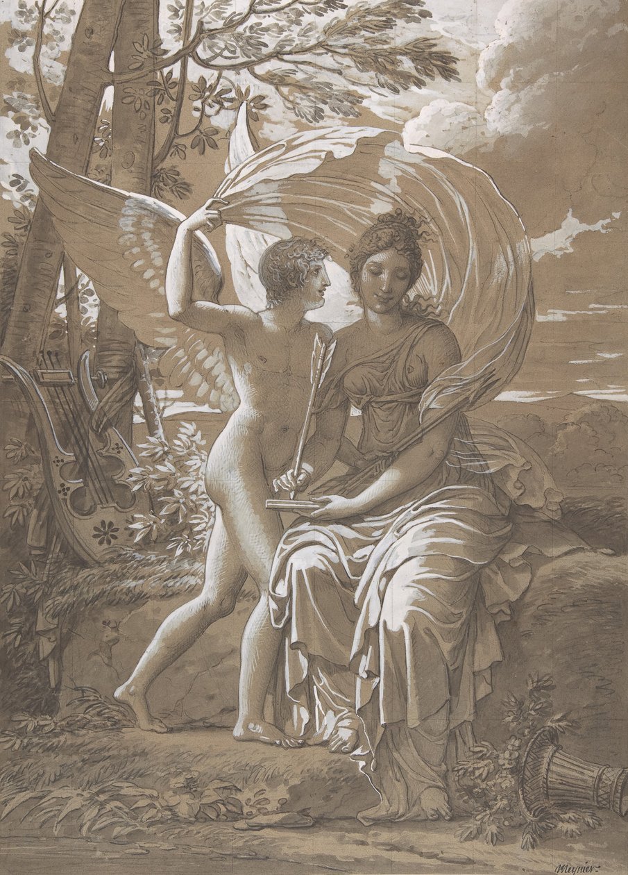 La musa Erato che scrive versi ispirati dall