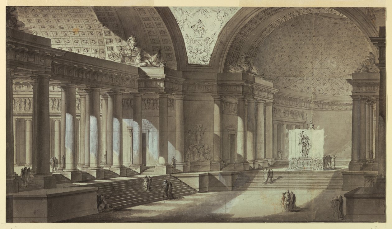 Fantasia architettonica: interno del Tempio di Atena da Charles Michel Ange Challe
