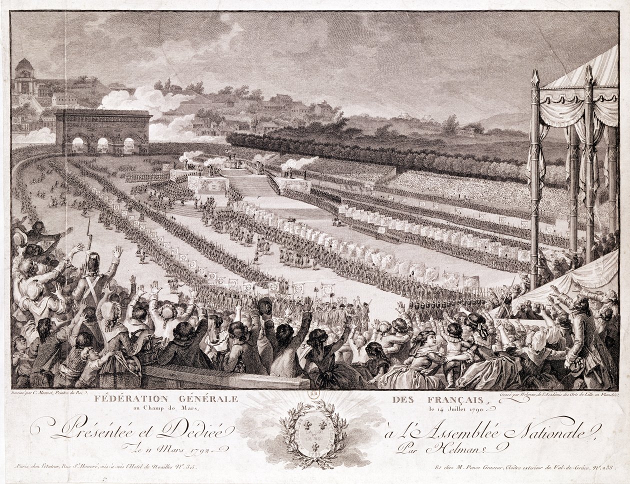 Festa della Federazione, 14 luglio 1790, al Campo di Marte, inciso da Isidore Stanislas Helman da Charles Monnet