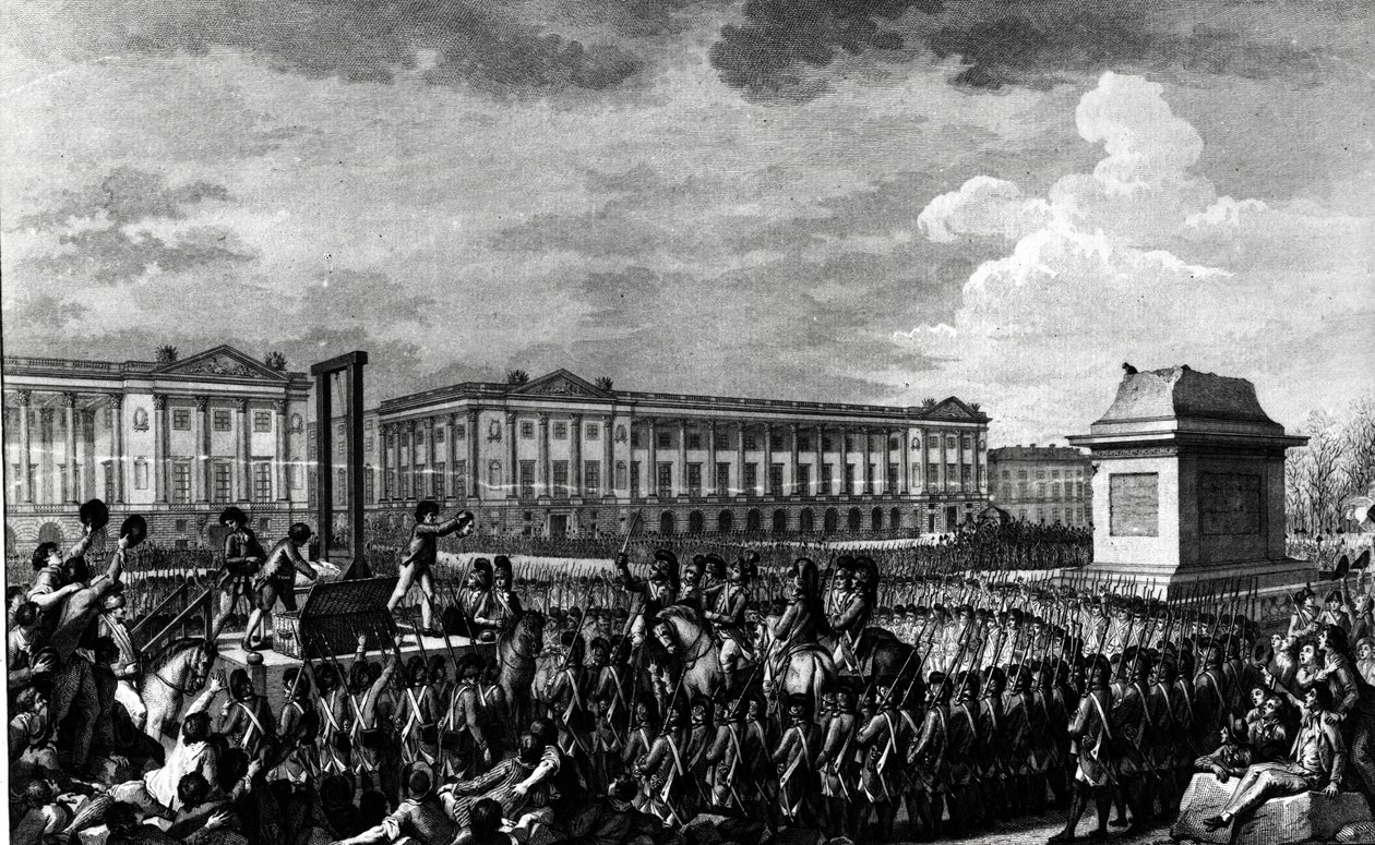 Il Giorno del 21 gennaio 1793: La Morte di Luigi XVI (1754-93) in Place de la Revolution, inciso da Isidore Stanislas Helman (1743-1809) 1793 da Charles Monnet