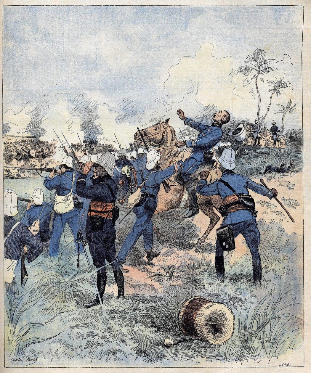 Comandante Faurax morto nella battaglia di Dogba il 19 settembre 1892 in Dahomey (ora Benin) dopo l
