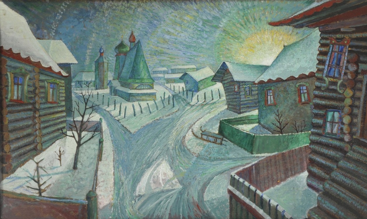 Un villaggio russo (olio su tela) da Charles Murray